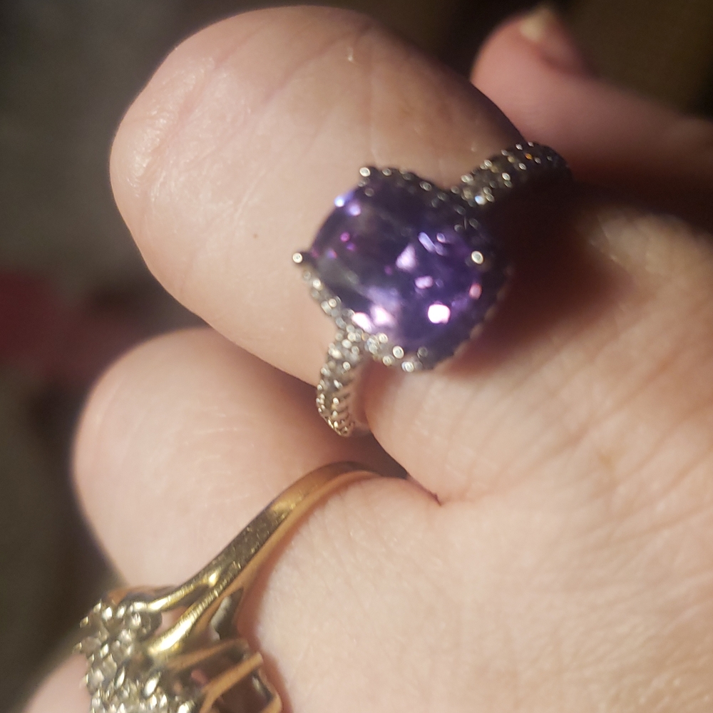 Real silver beautiful purple amethyst so beautiful